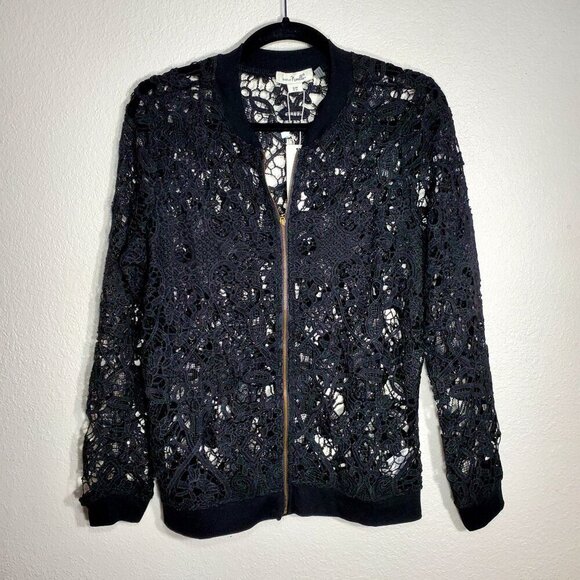 Simply Noelle Jackets & Blazers - Simply Noelle Black Lace Zip-Up Cardigan S/M 8-10 Womens Lightweight Jacket NWT